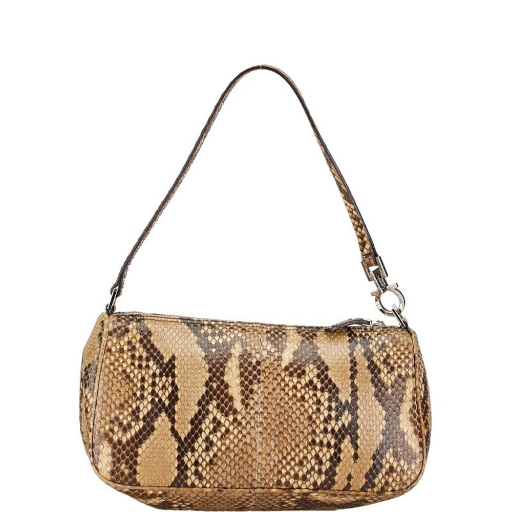 Salvatore Ferragamo Gancini Handbag Python Brown - image 3